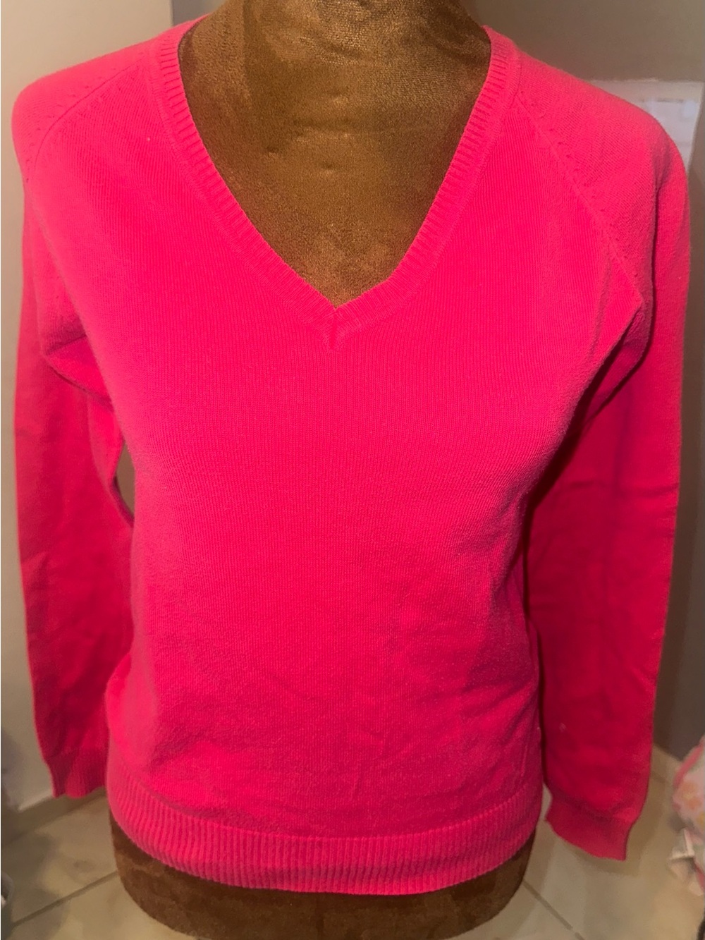 Zara Hot Pink V-Neck Sweater